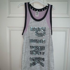 VS Pink bedazzled logo tank top